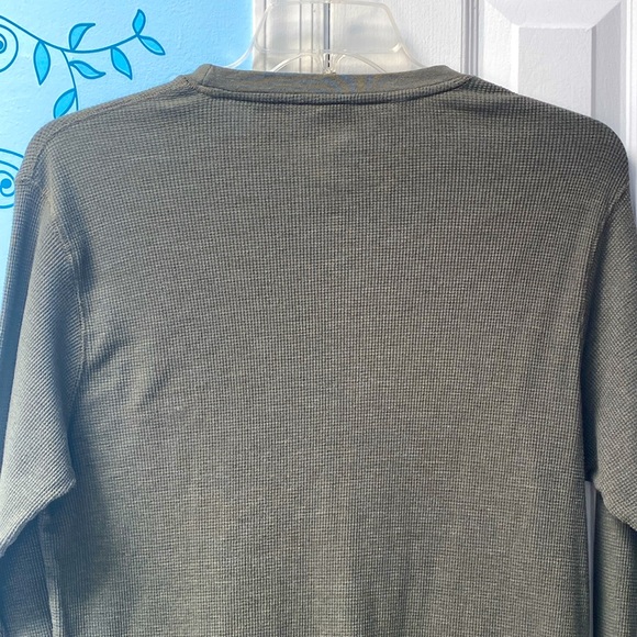 Hanes Waffle Thermal Olive Green Men's Crew Top Long Sleeves Tee Shirt Size L !! - Picture 6 of 10